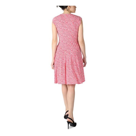 SIGNATURE BY ROBBIE BEE Womens Pink Cap Sleeve Fit + Flare Dress Petites PM - Picture 2 of 4